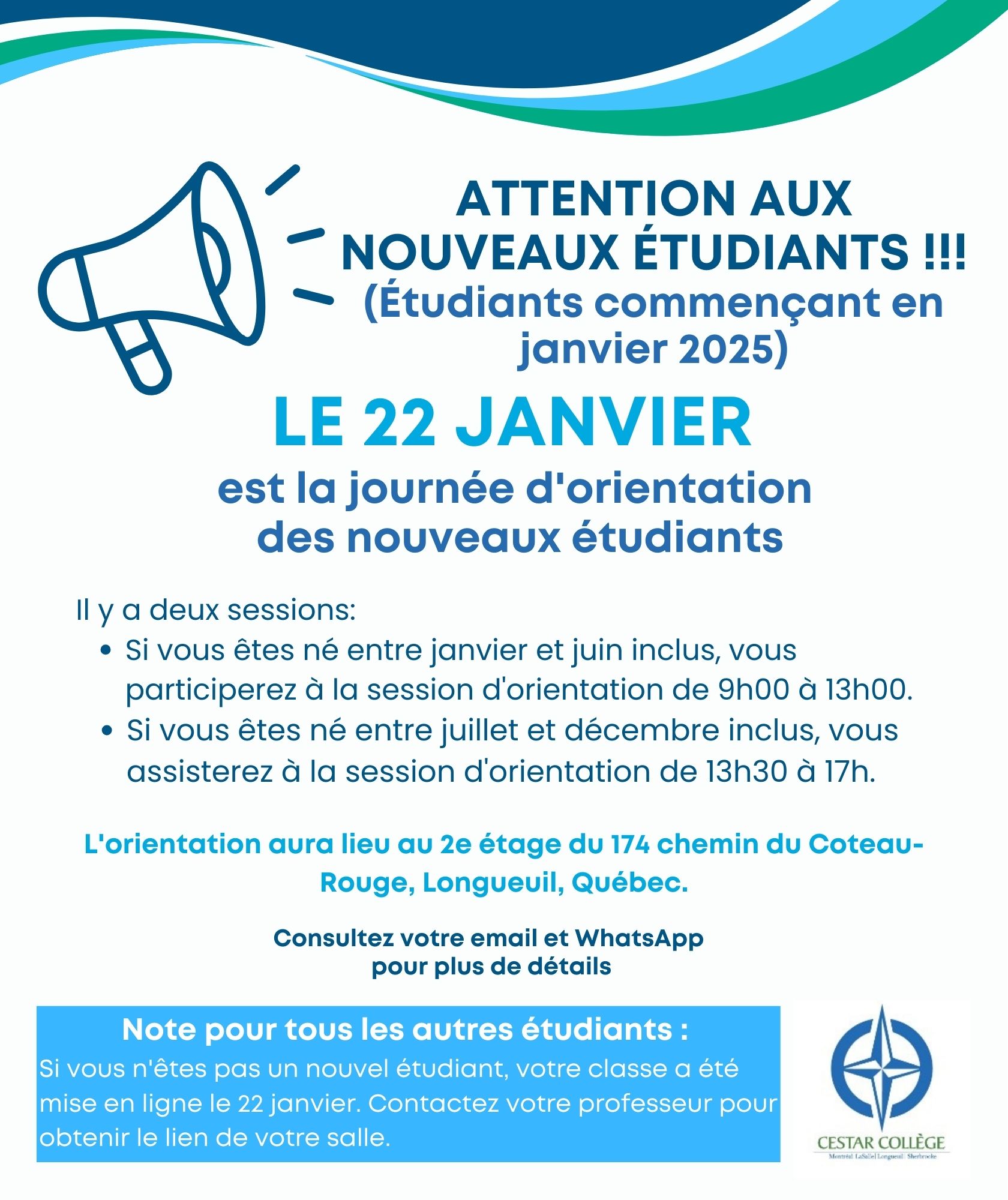 orientation announcement